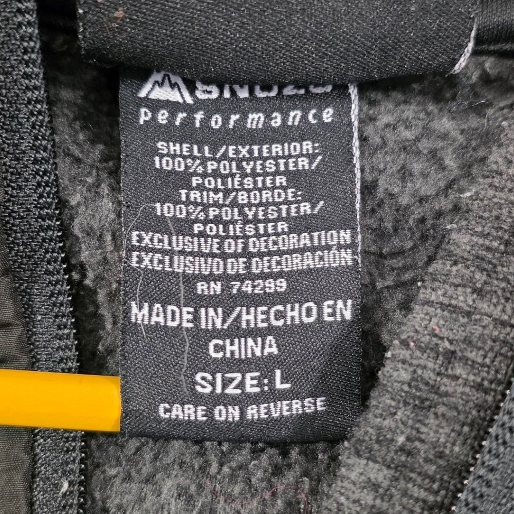 Snozu Performance Mens Full Zip Hoodie Gray Heathered Fleece Jacket Large L - Picture 4 of 10